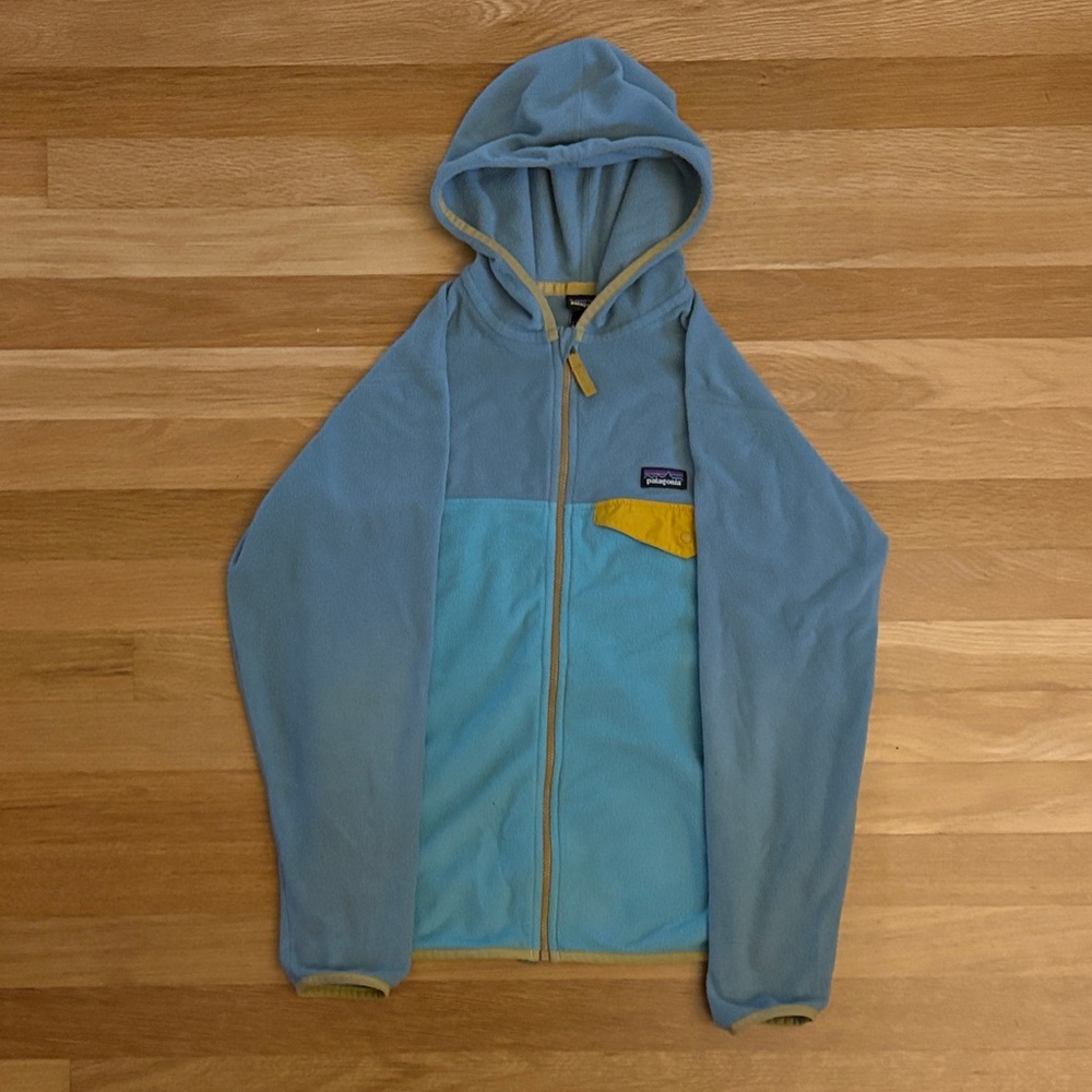 Kids Blue Patagonia Fleece Jacket with Hood
